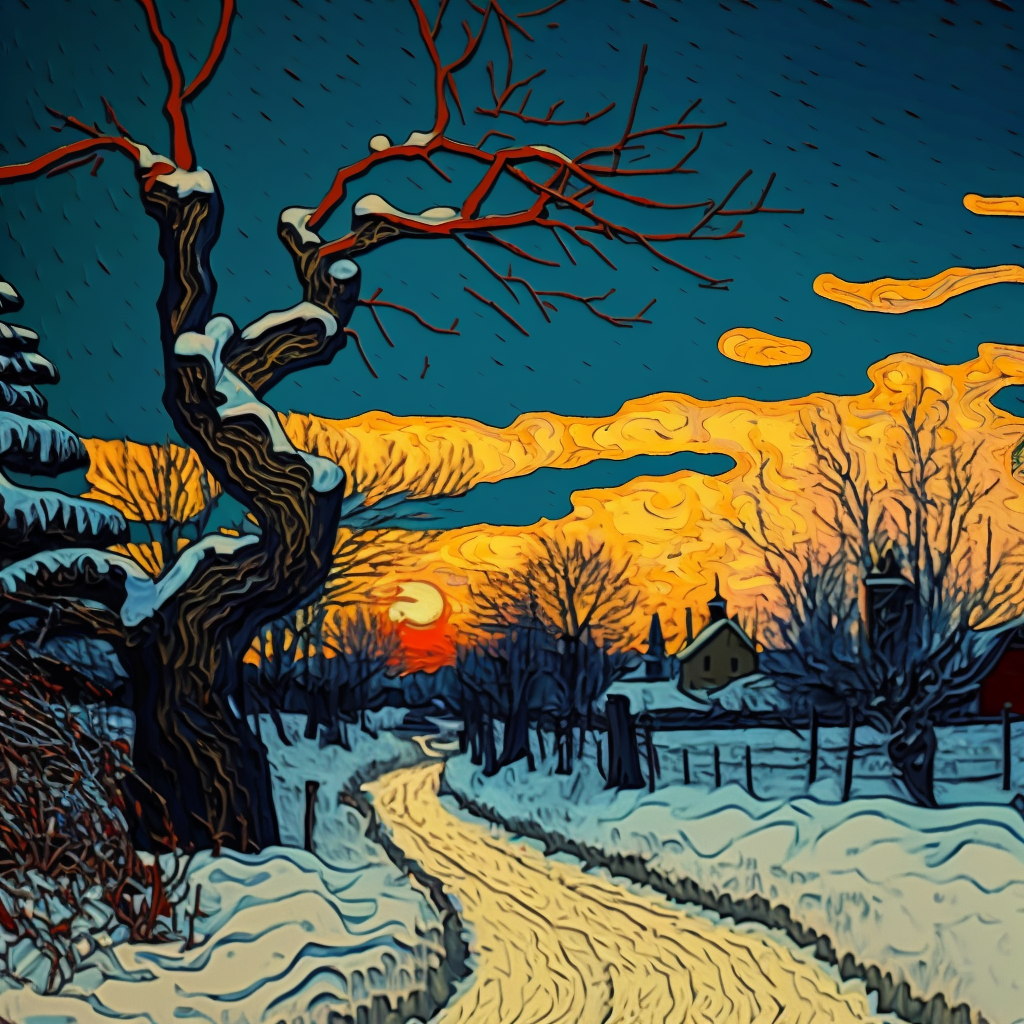 Midjourney generated representation of January as a Van Gogh style painting